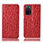 Custodia Portafoglio In Pelle Cover con Supporto H18P per Oppo A55 5G Rosso