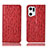 Custodia Portafoglio In Pelle Cover con Supporto H18P per Oppo Find X5 Pro 5G Rosso