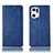 Custodia Portafoglio In Pelle Cover con Supporto H19P per Oppo Find X5 5G Blu