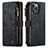 Custodia Portafoglio In Pelle Cover con Supporto H27 per Apple iPhone 13 Pro Max Nero