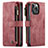 Custodia Portafoglio In Pelle Cover con Supporto H27 per Apple iPhone 13 Pro Rosso