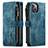 Custodia Portafoglio In Pelle Cover con Supporto H28 per Apple iPhone 13 Mini Blu