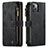 Custodia Portafoglio In Pelle Cover con Supporto H28 per Apple iPhone 13 Mini Nero