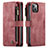 Custodia Portafoglio In Pelle Cover con Supporto H28 per Apple iPhone 13 Mini Rosso