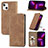 Custodia Portafoglio In Pelle Cover con Supporto H30 per Apple iPhone 13 Mini Marrone