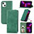 Custodia Portafoglio In Pelle Cover con Supporto H30 per Apple iPhone 13 Mini Verde