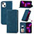 Custodia Portafoglio In Pelle Cover con Supporto H30 per Apple iPhone 14 Blu