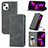 Custodia Portafoglio In Pelle Cover con Supporto H30 per Apple iPhone 14 Grigio Scuro