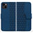 Custodia Portafoglio In Pelle Cover con Supporto HF1 per Apple iPhone 14 Plus Blu