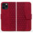 Custodia Portafoglio In Pelle Cover con Supporto HF1 per Apple iPhone 14 Pro Max Rosso