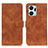 Custodia Portafoglio In Pelle Cover con Supporto K03Z per Huawei Honor X7a Marrone