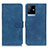 Custodia Portafoglio In Pelle Cover con Supporto K03Z per Vivo iQOO Z6x Blu