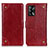 Custodia Portafoglio In Pelle Cover con Supporto K06Z per Oppo A74 4G Rosso