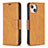 Custodia Portafoglio In Pelle Cover con Supporto L01 per Apple iPhone 13 Mini Giallo