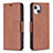 Custodia Portafoglio In Pelle Cover con Supporto L01 per Apple iPhone 13 Mini Marrone