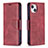 Custodia Portafoglio In Pelle Cover con Supporto L01 per Apple iPhone 13 Mini Rosso