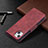 Custodia Portafoglio In Pelle Cover con Supporto L01 per Apple iPhone 13 Mini Rosso