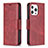 Custodia Portafoglio In Pelle Cover con Supporto L01 per Apple iPhone 14 Pro Rosso