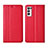 Custodia Portafoglio In Pelle Cover con Supporto L01 per Oppo Find X3 Neo 5G Rosso