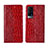 Custodia Portafoglio In Pelle Cover con Supporto L01 per Vivo X60 Pro 5G Rosso