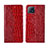 Custodia Portafoglio In Pelle Cover con Supporto L02 per Oppo A53 5G Rosso