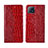 Custodia Portafoglio In Pelle Cover con Supporto L02 per Oppo A73 5G Rosso