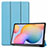 Custodia Portafoglio In Pelle Cover con Supporto L02 per Samsung Galaxy Tab S6 Lite 4G 10.4 SM-P615 Cielo Blu