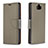 Custodia Portafoglio In Pelle Cover con Supporto L02 per Sony Xperia XA3 Grigio