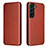 Custodia Portafoglio In Pelle Cover con Supporto L02Z per Samsung Galaxy S21 FE 5G Marrone