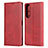 Custodia Portafoglio In Pelle Cover con Supporto L03 per Sony Xperia 1 II Rosso