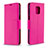 Custodia Portafoglio In Pelle Cover con Supporto L03 per Xiaomi Redmi Note 9 Pro Rosa Caldo