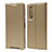 Custodia Portafoglio In Pelle Cover con Supporto L04 per Sony Xperia 1 II Oro