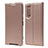 Custodia Portafoglio In Pelle Cover con Supporto L04 per Sony Xperia 1 II Oro Rosa