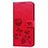 Custodia Portafoglio In Pelle Cover con Supporto L05 per Huawei Honor 9A Rosso