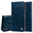 Custodia Portafoglio In Pelle Cover con Supporto L06 per Huawei Honor V10 Lite Blu