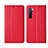 Custodia Portafoglio In Pelle Cover con Supporto L06 per Oppo Reno3 Rosso