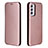 Custodia Portafoglio In Pelle Cover con Supporto L06Z per Samsung Galaxy Quantum2 5G Oro Rosa