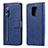 Custodia Portafoglio In Pelle Cover con Supporto L07 per Xiaomi Redmi Note 9 Pro Max Blu