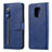 Custodia Portafoglio In Pelle Cover con Supporto L07 per Xiaomi Redmi Note 9S Blu