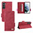 Custodia Portafoglio In Pelle Cover con Supporto L07Z per Samsung Galaxy S22 Plus 5G Rosso
