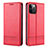 Custodia Portafoglio In Pelle Cover con Supporto L08 per Apple iPhone 12 Pro Max Rosso