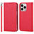 Custodia Portafoglio In Pelle Cover con Supporto L08 per Apple iPhone 14 Pro Rosso