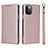 Custodia Portafoglio In Pelle Cover con Supporto L09 per Apple iPhone 12 Pro Max Oro Rosa