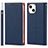 Custodia Portafoglio In Pelle Cover con Supporto L09 per Apple iPhone 13 Mini Blu