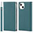Custodia Portafoglio In Pelle Cover con Supporto L09 per Apple iPhone 13 Mini Ciano