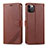 Custodia Portafoglio In Pelle Cover con Supporto L11 per Apple iPhone 12 Pro Max Marrone