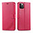 Custodia Portafoglio In Pelle Cover con Supporto L11 per Apple iPhone 12 Pro Max Rosa Caldo