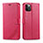 Custodia Portafoglio In Pelle Cover con Supporto L11 per Apple iPhone 12 Pro Rosa Caldo