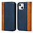Custodia Portafoglio In Pelle Cover con Supporto L12 per Apple iPhone 14 Plus Blu