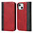 Custodia Portafoglio In Pelle Cover con Supporto L12 per Apple iPhone 14 Plus Rosso